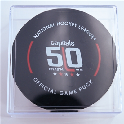 Connor McMichael - Washington Capitals - Goal Puck - January 4, 2025 vs. New York Rangers (Capitals' 50th Anniversary Logo)