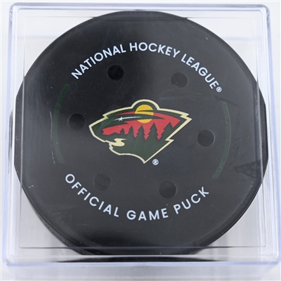 Jake Neighbours - St. Louis Blues - Goal Puck - January 7, 2025 vs. Minnesota Wild (Wild Logo)