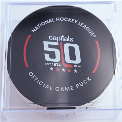 Aliaksei Protas - Washington Capitals - Goal Puck - January 4, 2025 vs. New York Rangers (Capitals' 50th Anniversary Logo)