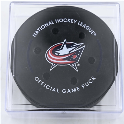 Mikael Pyythia - Columbus Blue Jackets - Goal Puck - January 4, 2025 vs. St. Louis Blues (Blue Jackets Logo)