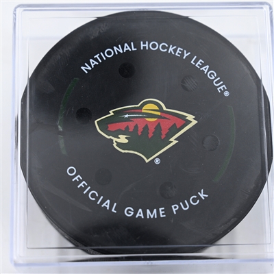 Robert Thomas - St. Louis Blues - Goal Puck - January 7, 2025 vs. Minnesota Wild (Wild Logo)