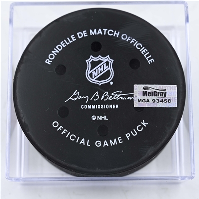 Zach Werenski - Columbus Blue Jackets - Goal Puck - January 14, 2025 vs. Philadelphia Flyers (Blue Jackets Logo)