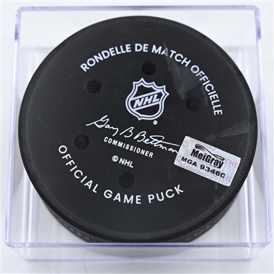 Zach Werenski - Columbus Blue Jackets - Goal Puck - January 14, 2025 vs. Philadelphia Flyers (Blue Jackets Logo)
