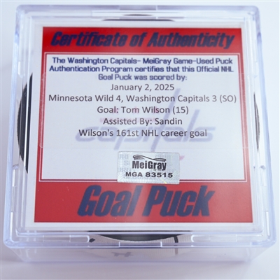 Tom Wilson - Washington Capitals - Goal Puck - January 2, 2025 vs. Minnesota Wild (Capitals 50th Anniversary Logo)