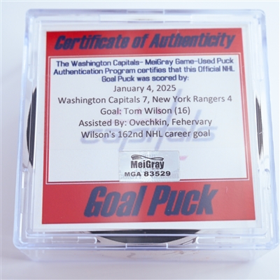 Tom Wilson - Washington Capitals - Goal Puck - January 4, 2025 vs. New York Rangers (Capitals 50th Anniversary Logo)