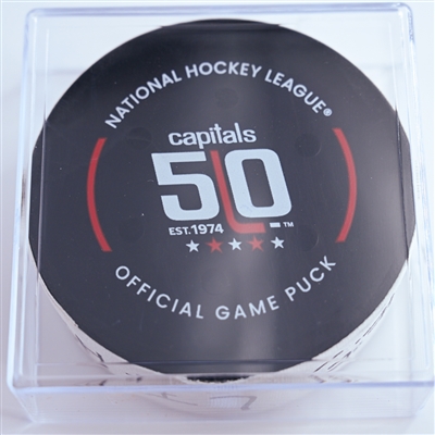 Tom Wilson - Washington Capitals - Goal Puck - January 4, 2025 vs. New York Rangers (Capitals' 50th Anniversary Logo)