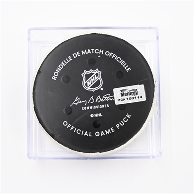 Dylan Holloway - St. Louis Blues - Goal Puck - March 27, 2025 vs. Nashville Predators (Predators Logo)