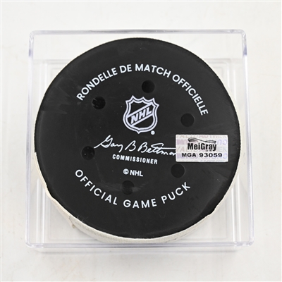 Justin Brazeau - Minnesota Wild - Goal Puck - March 22, 2025 vs. Buffalo Sabres (Wild Logo)