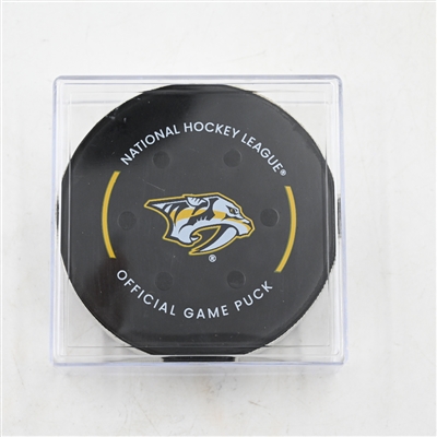 Kieffer Bellows - Nashville Predators - Goal Puck - March 22, 2025 vs. Toronto Maple Leafs (Predators Logo)