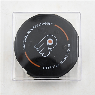 Noah Cates - Philadelphia Flyers - Goal Puck - March 29, 2025 vs. Buffalo Sabres (Flyers Logo)