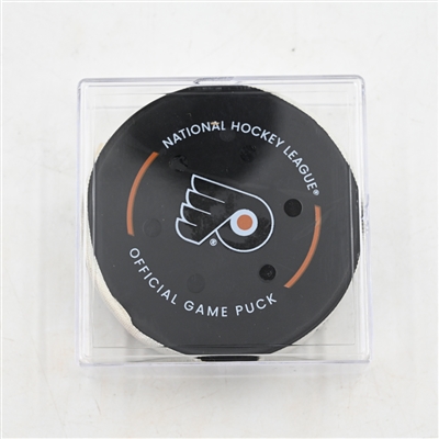 Cole Caufield - Montreal Canadiens - Goal Puck - March 27, 2025 vs. Philadelphia Flyers (Flyers Logo)