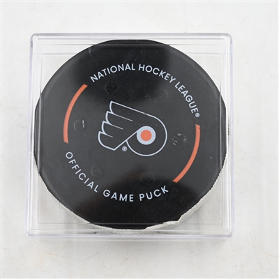 Jamie Drysdale - Philadelphia Flyers - Goal Puck - March 31, 2025 vs. Nashville Predators (Flyers Logo)