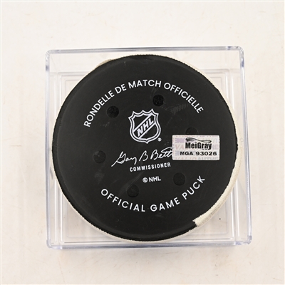 Jack Eichel - Vegas Golden Knights - Goal Puck - March 29, 2025 vs. Nashville Predators (Predators Logo)