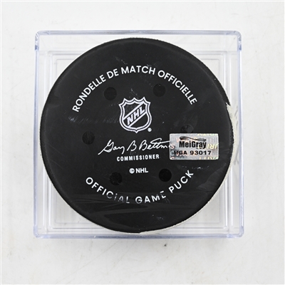 Luke Evangelista - Nashville Predators - Goal Puck - March 22, 2025 vs. Toronto Maple Leafs (Predators Logo)