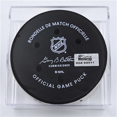 Dante Fabbro - Columbus Blue Jackets - Goal Puck - April 15, 2025 vs. Philadelphia Flyers (Flyers Logo)