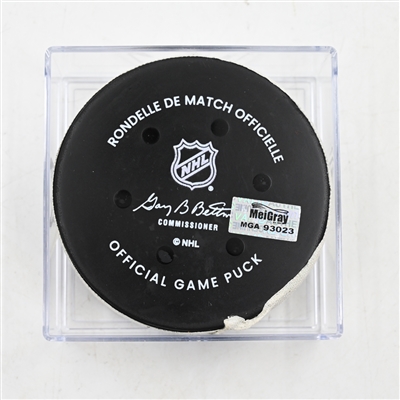 Dylan Holloway - St. Louis Blues - Goal Puck - March 27, 2025 vs. Nashville Predators (Predators Logo)