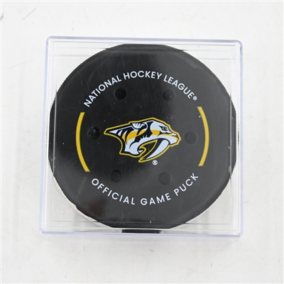 Brett Howden - Vegas Golden Knights - Goal Puck - March 29, 2025 vs. Nashville Predators (Predators Logo)