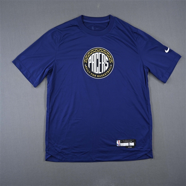 Trevelin Queen - Indiana Pacers - Game-Issued City Edition Short-Sleeved Shooting Shirt  - 2022-23 NBA Season