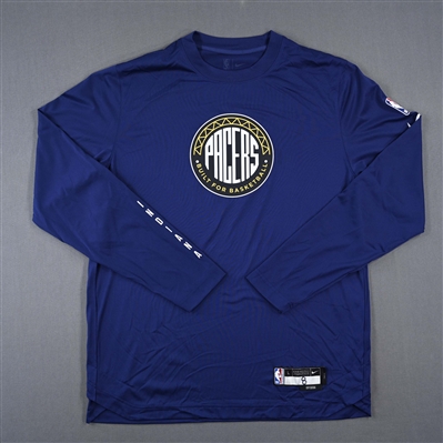 Trevelin Queen - Indiana Pacers - Game-Issued City Edition Long-Sleeved Shooting Shirt  - 2022-23 NBA Season