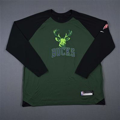 Jordan Nwora - Milwaukee Bucks - Game-Issued City Edition Long-Sleeved Shooting Shirt  - 2021-22 NBA Season