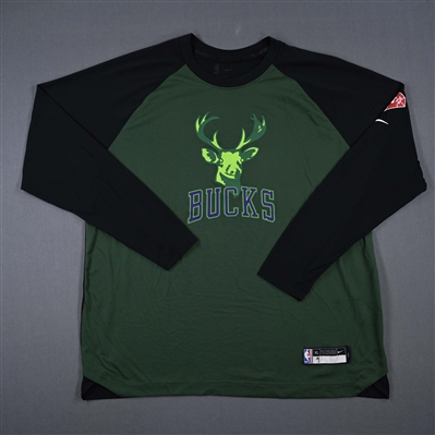 Bobby Portis - Milwaukee Bucks - Game-Issued City Edition Long-Sleeved Shooting Shirt  - 2021-22 NBA Season