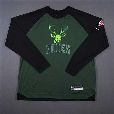 Rayjon Tucker - Milwaukee Bucks - Game-Issued City Edition Long-Sleeved Shooting Shirt  - 2021-22 NBA Season