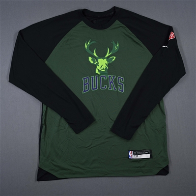 Lindell Wiggington - Milwaukee Bucks - Game-Issued City Edition Long-Sleeved Shooting Shirt  - 2021-22 NBA Season