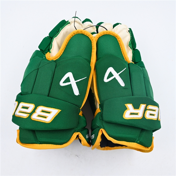 Matt Boldy - Game-Issued Green Third, Bauer Vapor Gloves 