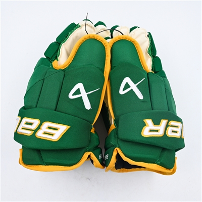 Matt Boldy - Game-Issued Green Third, Bauer Vapor Gloves 