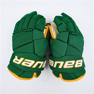 Matt Boldy - Game-Issued Green Third, Bauer Vapor Gloves 