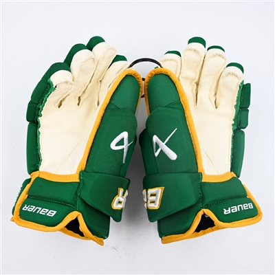 Matt Boldy - Game-Issued Green Third, Bauer Vapor Gloves 
