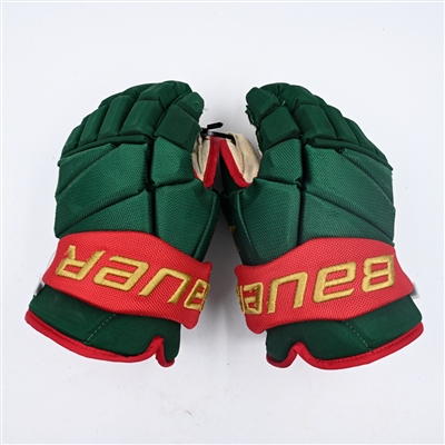Matt Boldy - Game-Worn Bauer Vapor 2X Gloves - 2022-23 NHL Season