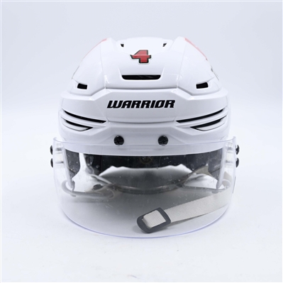 Jon Merrill - Game-Worn White, Warrior Helmet w/ Oakley Shield - 2023-24 NHL Season