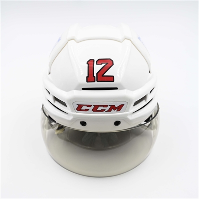 Cody Glass - Game-Worn White, CCM Helmet w/ Bauer Shield - 2024-25 NHL Regular Season and 2025 Stanley Cup Playoffs