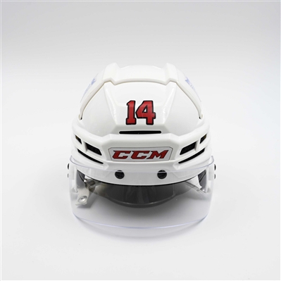 Nathan Bastian - Game-Worn White, CCM Helmet w/ Oakley Shield - 2024-25 NHL Regular Season and 2025 Stanley Cup Playoffs