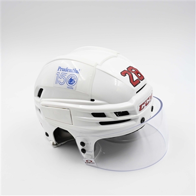 Timo Meier - Game-Worn White, CCM Helmet w/ Oakley Shield - 2024-25 NHL Regular Season and 2025 Stanley Cup Playoffs