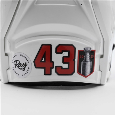 Luke Hughes - Game-Worn White, Bauer Helmet w/ Bauer Shield - 2024-25 NHL Regular Season and 2025 Stanley Cup Playoffs
