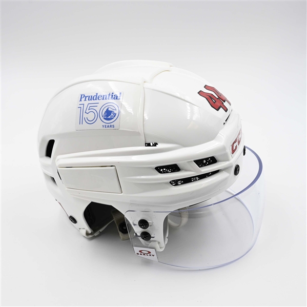 Dennis Cholowski - Game-Worn White, CCM Helmet w/ Oakley Shield - 2024-25 NHL Regular Season and 2025 Stanley Cup Playoffs