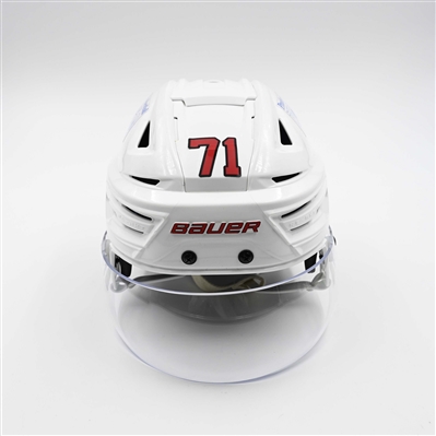 Jonas Siegenthaler - Game-Worn White, Bauer Helmet w/ Bauer Shield - 2024-25 NHL Regular Season and 2025 Stanley Cup Playoffs