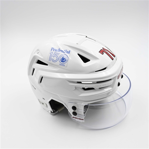 Jonas Siegenthaler - Game-Worn White, Bauer Helmet w/ Bauer Shield - 2024-25 NHL Regular Season and 2025 Stanley Cup Playoffs