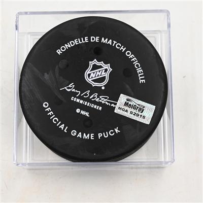 Kirill Marchenko - Columbus Blue Jackets - Goal Puck - March 28, 2025 vs. Vancouver Canucks (Blue Jackets Logo)