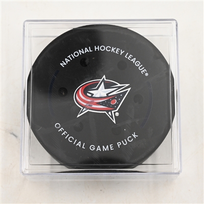 Kirill Marchenko - Columbus Blue Jackets - Goal Puck - March 28, 2025 vs. Vancouver Canucks (Blue Jackets Logo)