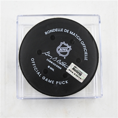 Mitch Marner - Toronto Maple Leafs - Goal Puck - March 22, 2025 vs. Nashville Predators (Predators Logo)