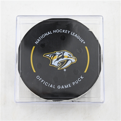 Ryan O'Reilly - Nashville Predators - Goal Puck - March 29, 2025 vs. Vegas Golden Knights (Predators Logo)