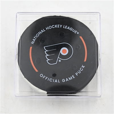 Ryan Poehling - Philadelphia Flyers - Goal Puck - March 29, 2025 vs. Buffalo Sabres (Flyers Logo)