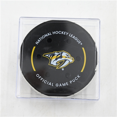 Reilly Smith - Vegas Golden Knights - Goal Puck - March 29, 2025 vs. Nashville Predators (Predators Logo)