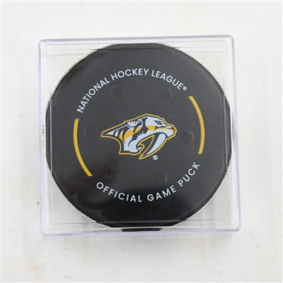 John Tavares - Toronto Maple Leafs - Goal Puck - March 22, 2025 vs. Nashville Predators (Predators Logo)