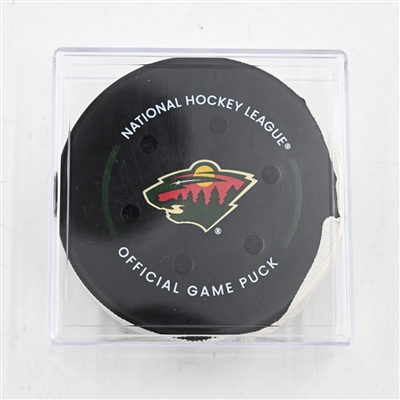Mats Zuccarello - Minnesota Wild - Goal Puck - March 22, 2025 vs. Buffalo Sabres (Wild Logo)